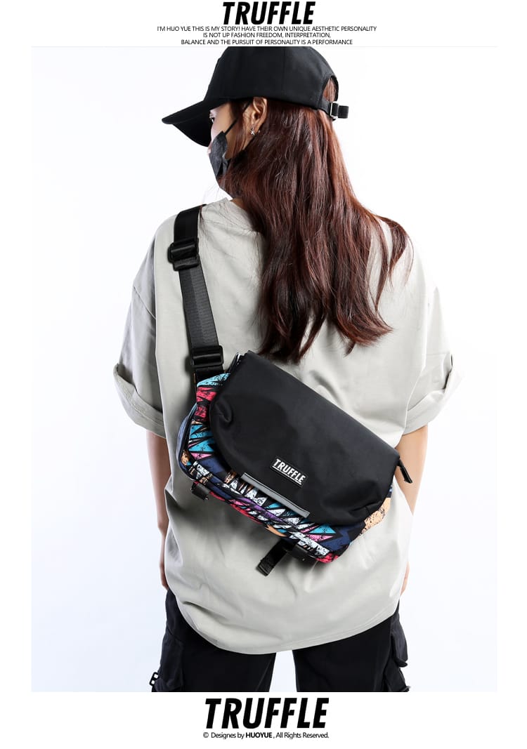 TRUFFLE Graffiti Printed Crossbody Bag For Unisex T2318D - image 1