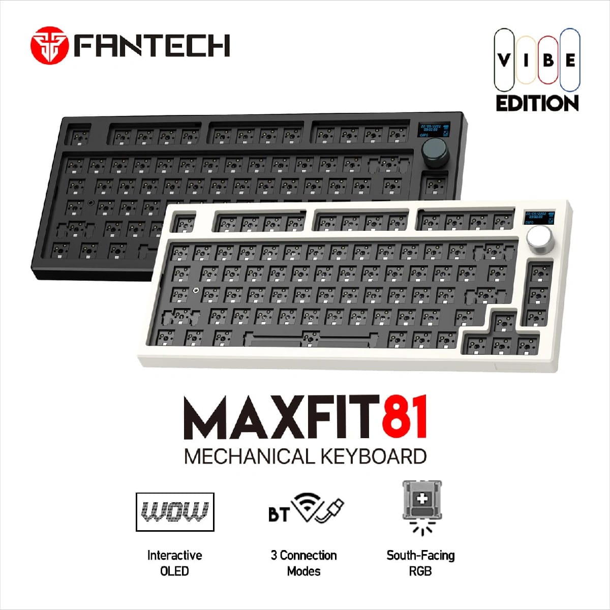 MAXFIT81 MK910 FROST WIRELESS MODULAR MECHANICAL KEYBOARD BAREBON - image 1