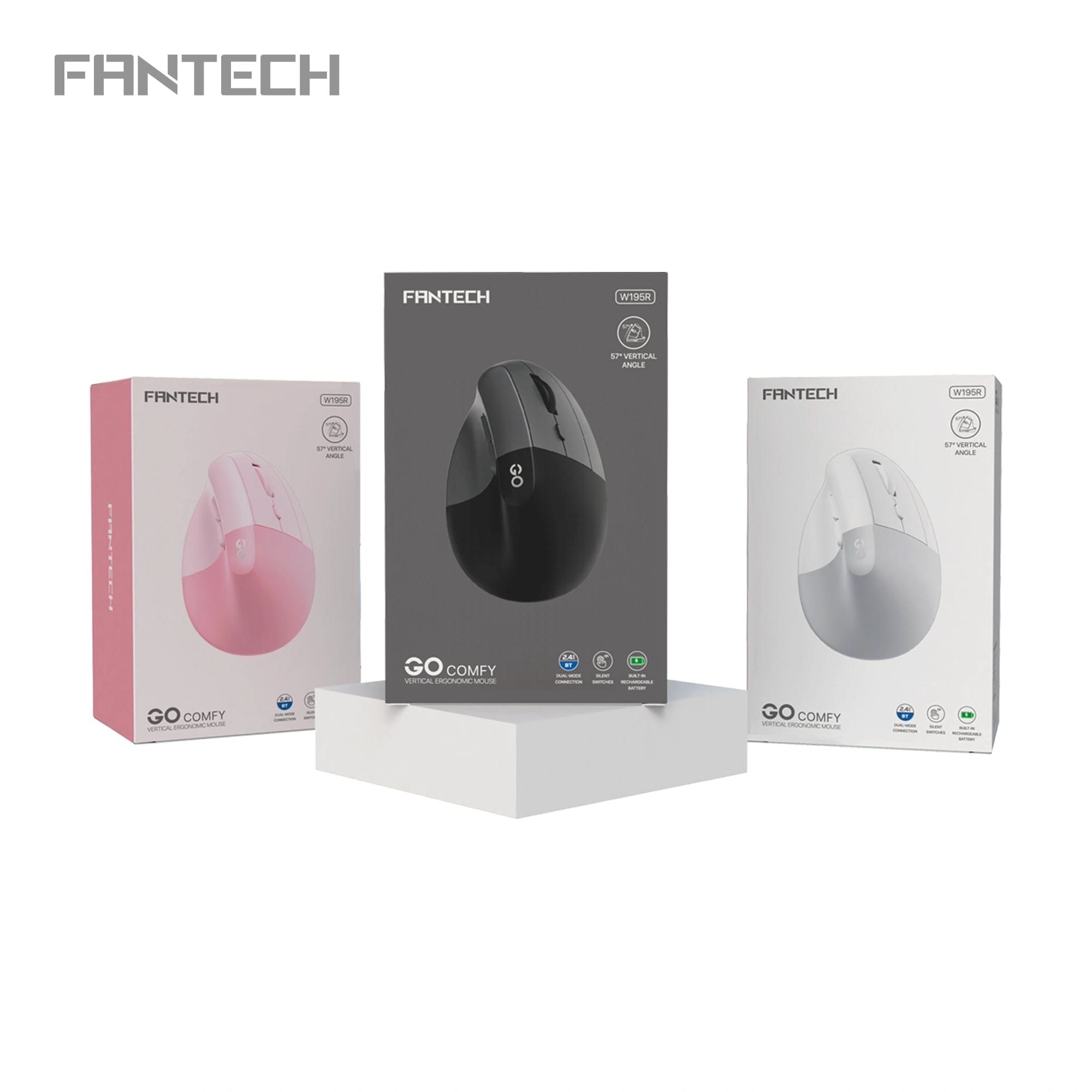 Fantech W195R GO Comfy Mouse Vertical Ergonomic Design Wireless & Bluetooth Connection Compact Mouse - image 5