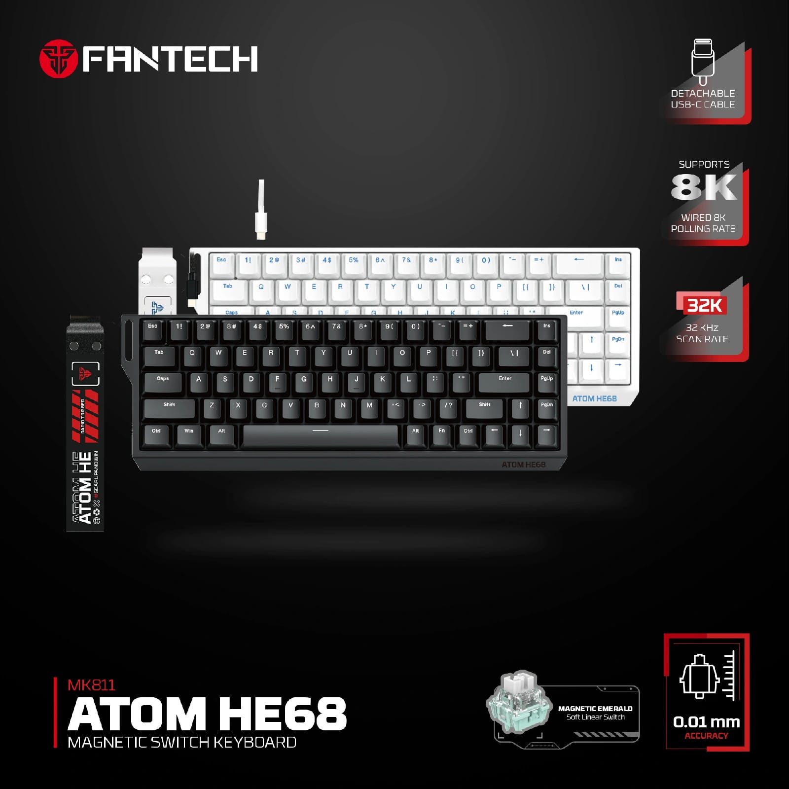 Fantech Atom HE68 MK811 Magnetic Wired Keyboard - image 1