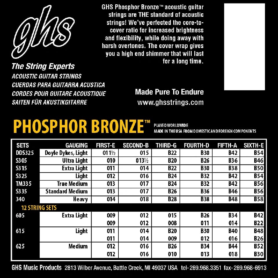 GHS Strings S305 Phosphor Bronze - Ultra Light Acoustic Guitar Strings 010-046 - image 2