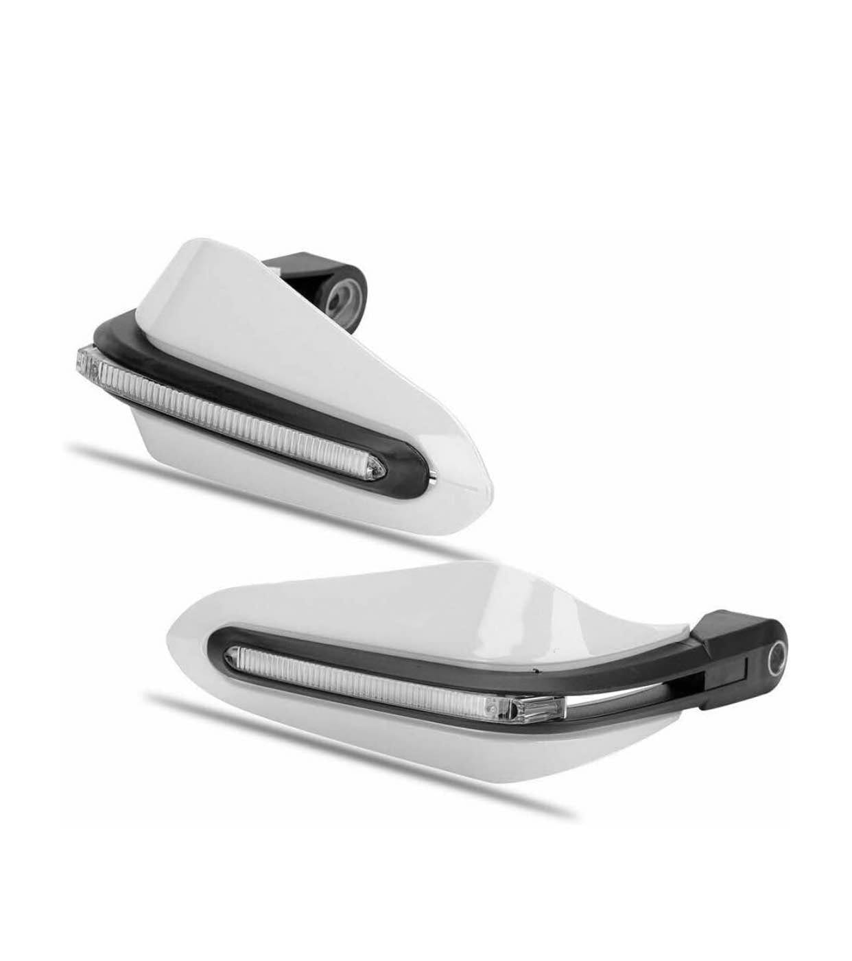 Universal Motorcycle Hand Guard with LED Indicator Light and Wind Deflector for Brake and Clutch Lever (White) - image 1