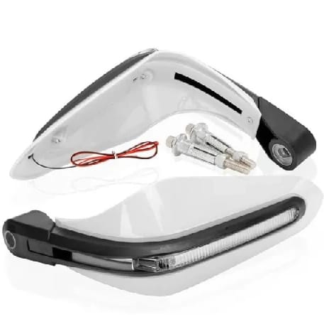 Universal Motorcycle Hand Guard with LED Indicator Light and Wind Deflector for Brake and Clutch Lever (White) - image 2