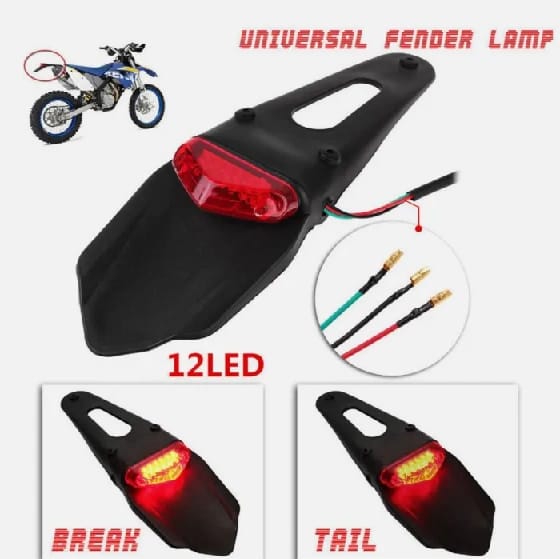 Rear Fender LED Brake Red Tail Light Lamp with Bracket for Off-Road Motorcycle Motocross Dirt Bike - image 2