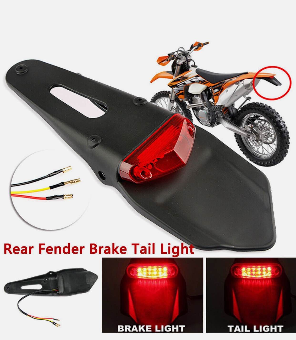 Rear Fender LED Brake Red Tail Light Lamp with Bracket for Off-Road Motorcycle Motocross Dirt Bike - image 1