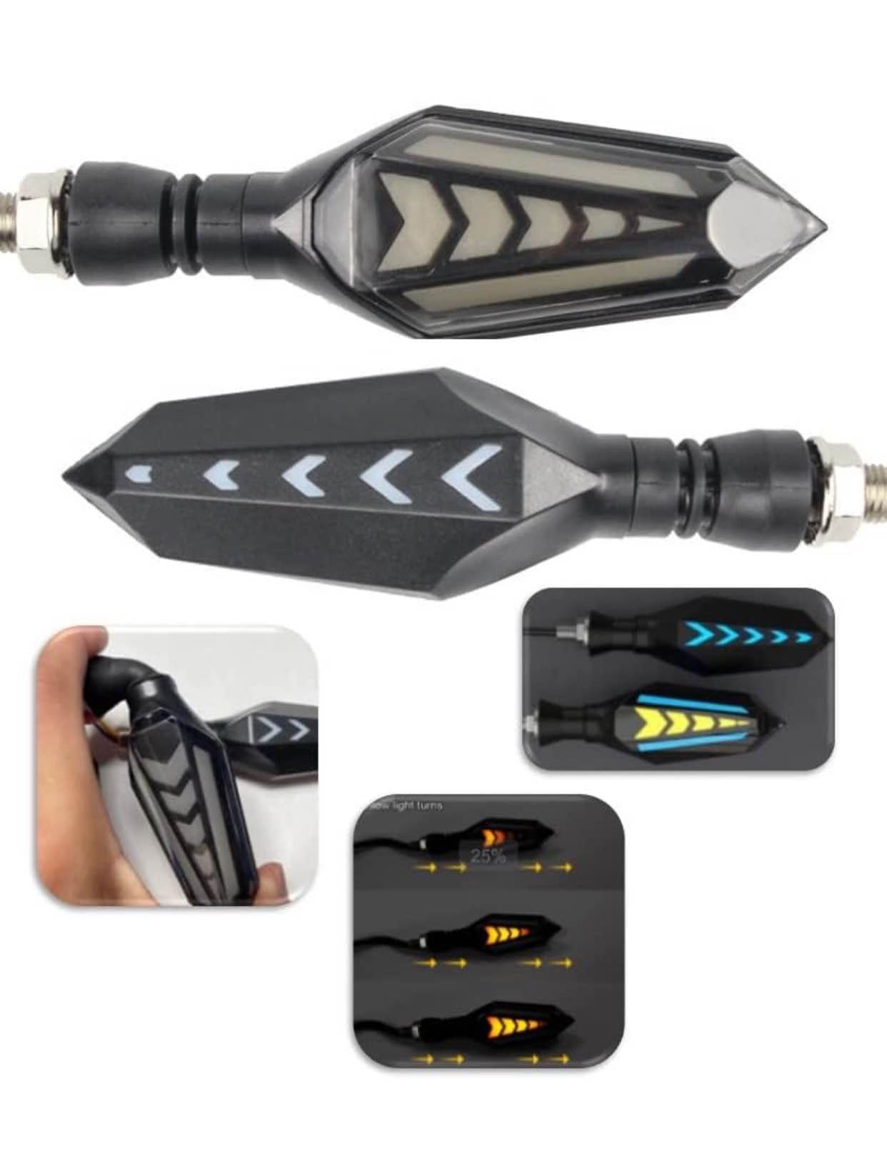 Running Light DRL Bike Turn Signal Indicator Lamp Universal for Motorbikes (Pack of 2) - image 1