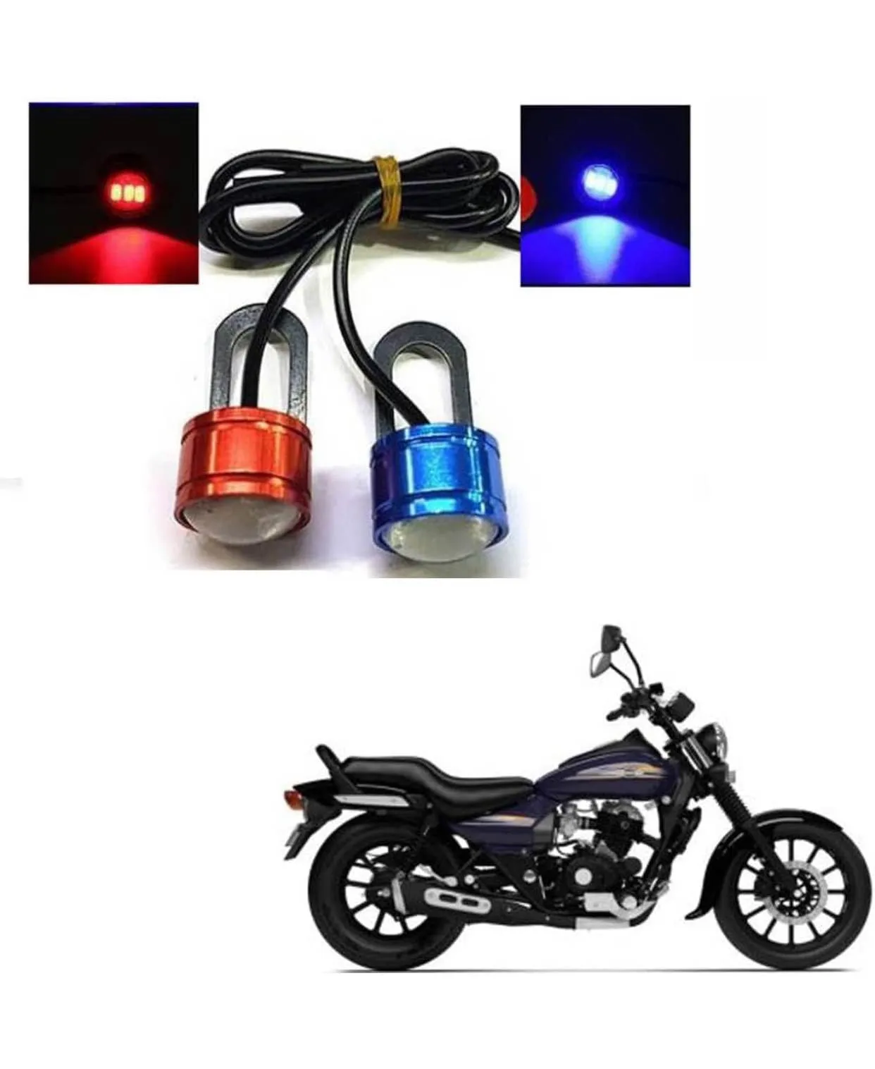 A4S AUTOMOTIVE & ACCESSORIES 12V DC Waterproof Motorcycle LED Strobe Lights Motorcycle LED Flash Warning Brake Light Lamp Compatible for Motorbikes (1 Pair, Red and Blue) - image 1