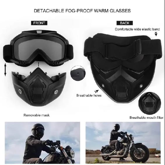 Face Mask for Bikers in Riding UV Protected Full Face Mask Balaclava for Men Black Mask for Bike Riding & Cycling, Full Face Helmet Mask for Men (Goggle Glass (Pack of 1)) - image 4