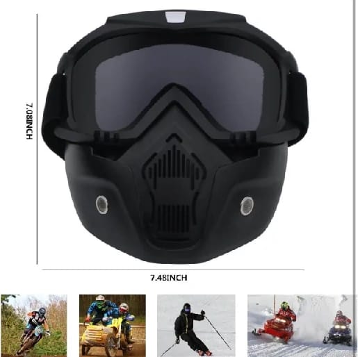 Face Mask for Bikers in Riding UV Protected Full Face Mask Balaclava for Men Black Mask for Bike Riding & Cycling, Full Face Helmet Mask for Men (Goggle Glass (Pack of 1)) - image 5
