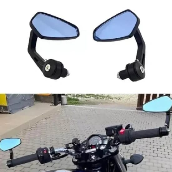 Universal Bike Side view Mirror Universal Aluminum Mirror Glass Bar End Rear View Mirrors Motorcycle Handlebar Side View Edge Mirrors for Bike Black (Star) - image 3