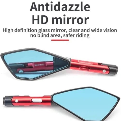 Rear View Mirror CNC Aluminum Handlebar Side Mirrors for Universal Motorbike Street Sport Dirt Bike (Red) - image 3