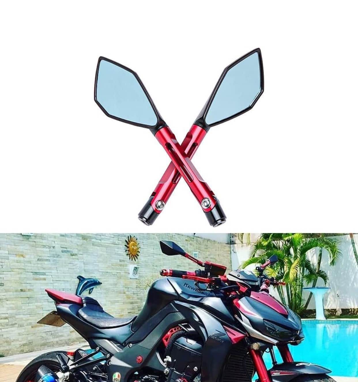 Rear View Mirror CNC Aluminum Handlebar Side Mirrors for Universal Motorbike Street Sport Dirt Bike (Red) - image 1