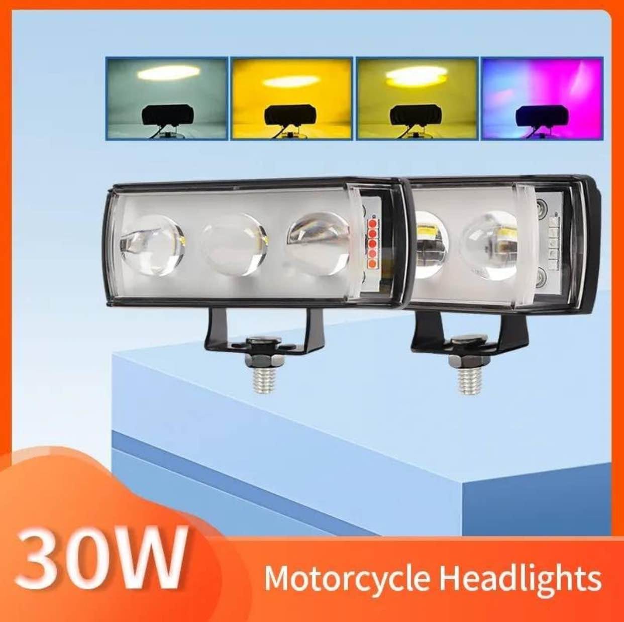 3-Lens Fog Light with Red, Blue White & Yellow Flashing Light Reflection - image 1