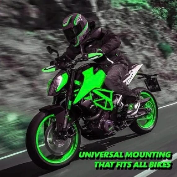 Motorcycle Universal Hand Guard/Brake, Clutch Lever Guard/Wind Deflector With Drl Led Light For All Bikes (Green) - image 3