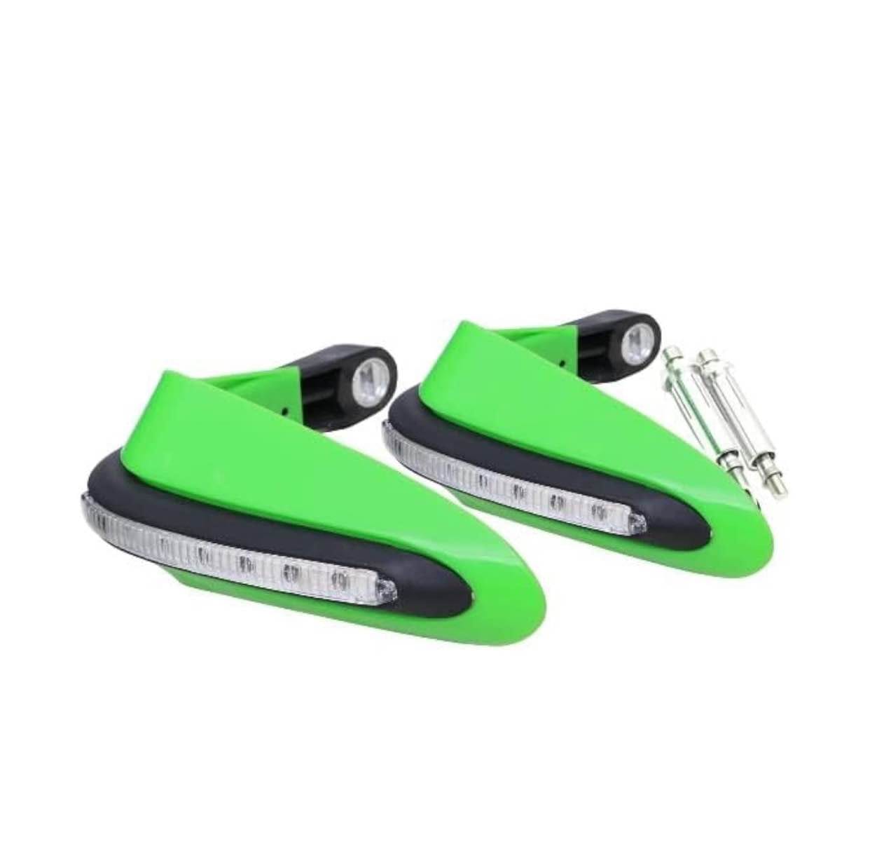 Motorcycle Universal Hand Guard/Brake, Clutch Lever Guard/Wind Deflector With Drl Led Light For All Bikes (Green) - image 1