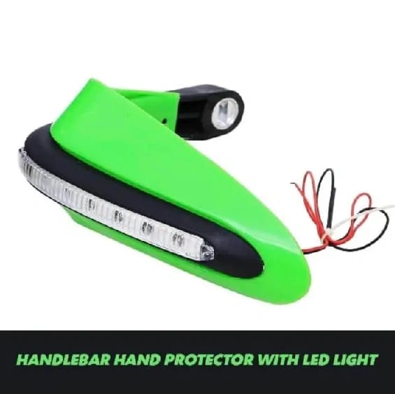 Motorcycle Universal Hand Guard/Brake, Clutch Lever Guard/Wind Deflector With Drl Led Light For All Bikes (Green) - image 2