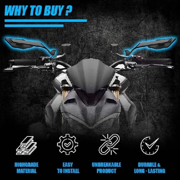 Stealth Max Motorcycle Bar End Side Mirrors, Universal Aluminium Alloy, Compatible with Most Bikes - image 2