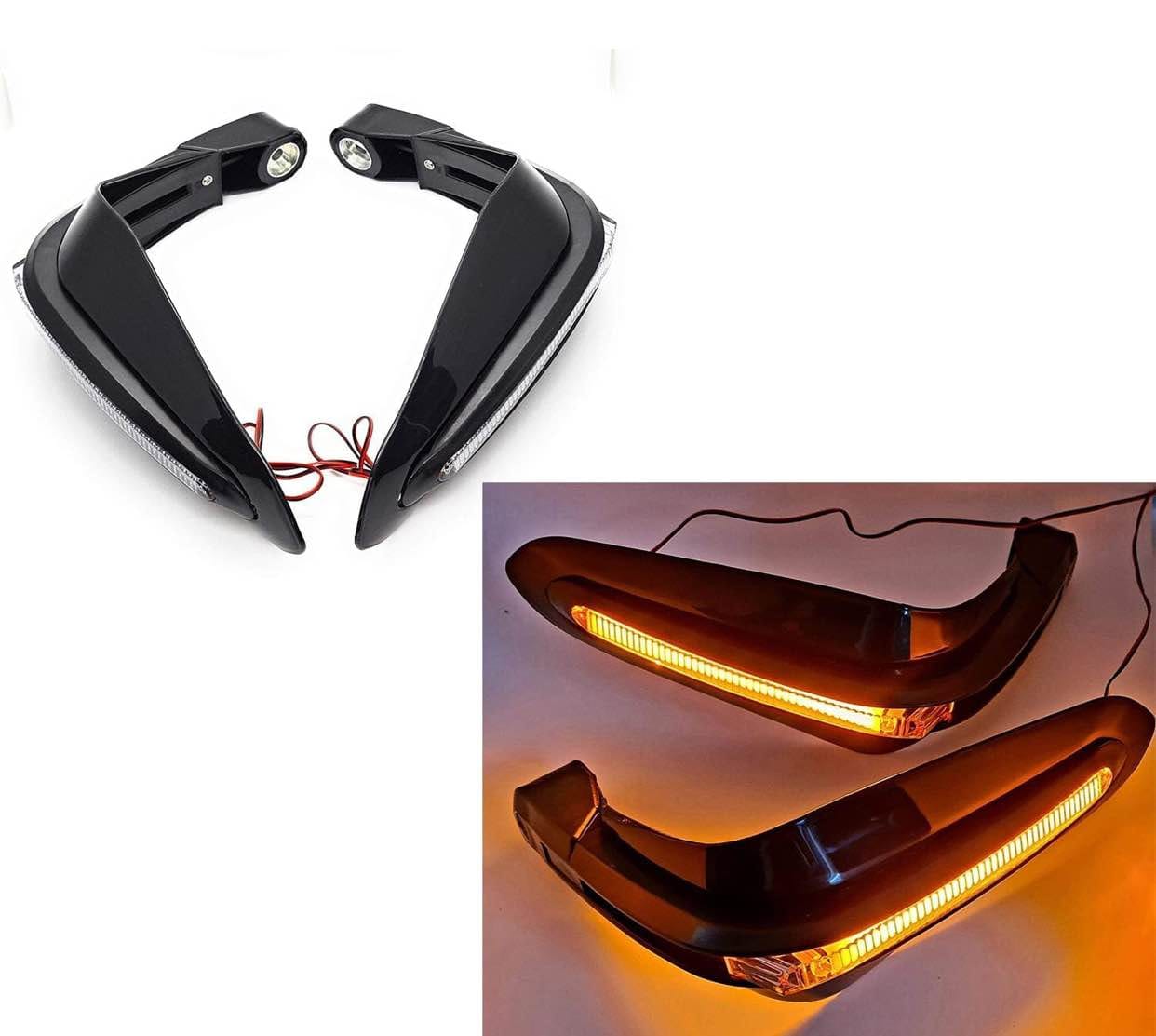 Universal Motorcycle Hand Guard with LED Indicator Light and Wind Deflector for Brake and Clutch Lever (Black) - image 1
