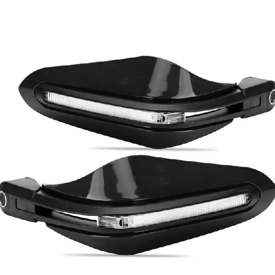 Universal Motorcycle Hand Guard with LED Indicator Light and Wind Deflector for Brake and Clutch Lever (Black) - image 2