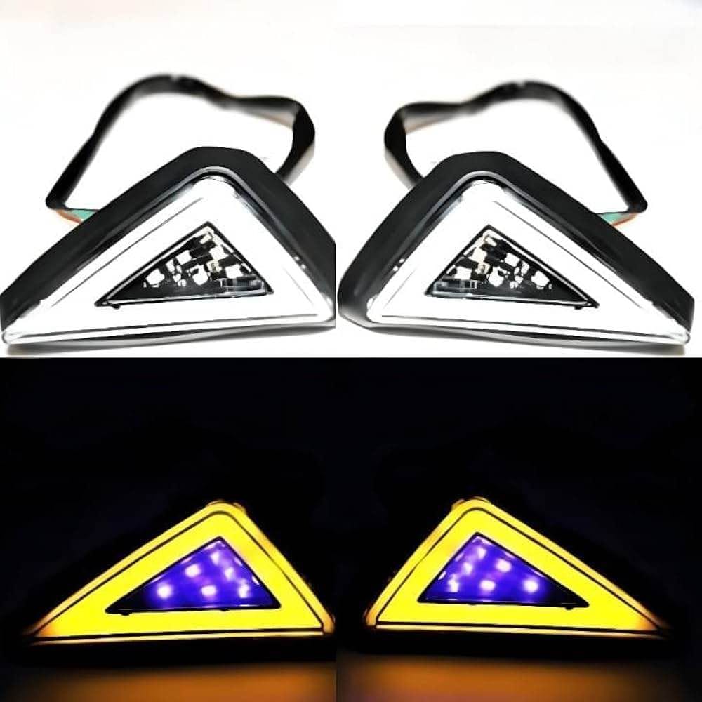 Triangle Body Indicator Light Flush LED (3 Month Warranty) Motorcycle Turn Signal Blinkers indicator Blue & Yellow - image 1