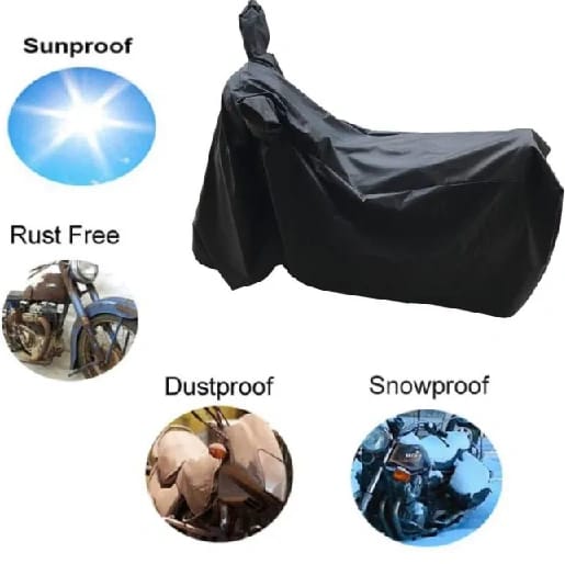 Dust and Water Proof Double Mirror Pocket Leatherite Bike Body Cover for All Bikes (Black) - image 4