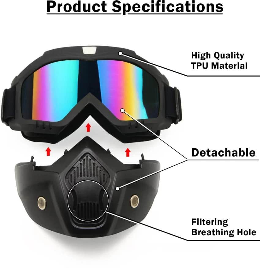 Motocraze Original Beon Motocross Goggles Glasses And Mouth Filter Detachable Modular Open Face Shield Motorcycle Helmet Mask