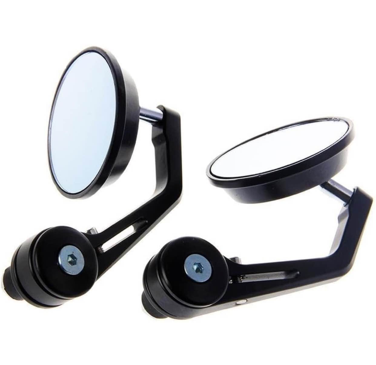 Side Handle Bar Mirror Round Black for All Bikes Motorcycles Scooters Universal Rear View Mirror - image 1