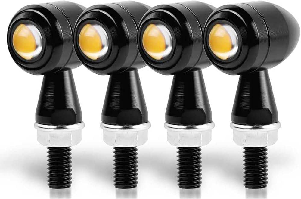 Bike Indicator Light Aluminum Bullet Shape/Jet Indicator for Bike Turn Signal Lights Motorcycle LED Blinkers Small Front Rear Indicator Compatible with Motorbike (Set of 4, Amber) - image 1