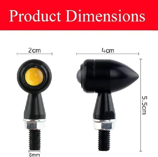 Bike Indicator Light Aluminum Bullet Shape/Jet Indicator for Bike Turn Signal Lights Motorcycle LED Blinkers Small Front Rear Indicator Compatible with Motorbike (Set of 4, Amber) - image 2