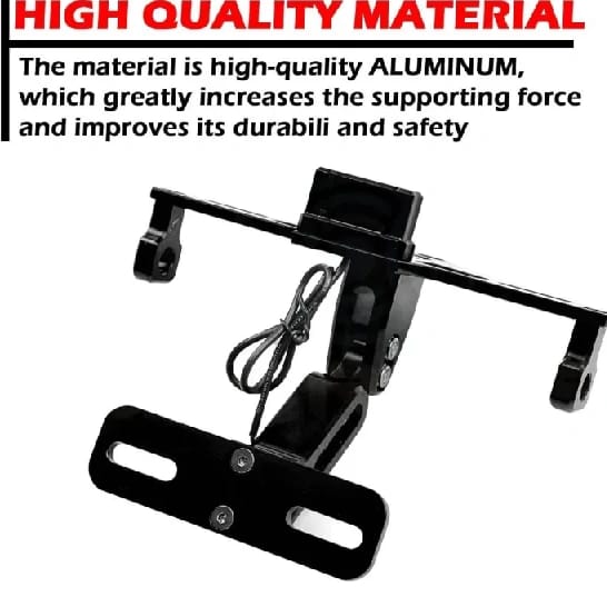 Motorcycle Bike CNC Adjustable Angle License Number Plate Frame Holder Tail Tidy (Black with Light) (Black) - image 2