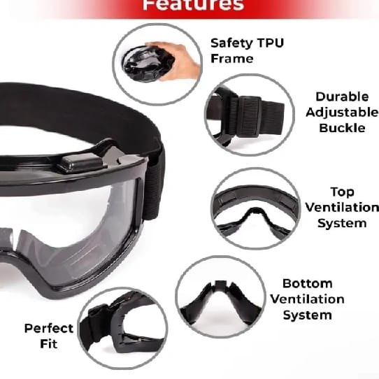 Motorcycle Racing Transparent Protective Eyewear with Adjustable Strap, UV Protection Windproof Helmet Glasses for Biking, Skiing, Snowboarding, Cycling, Off-Road - image 5