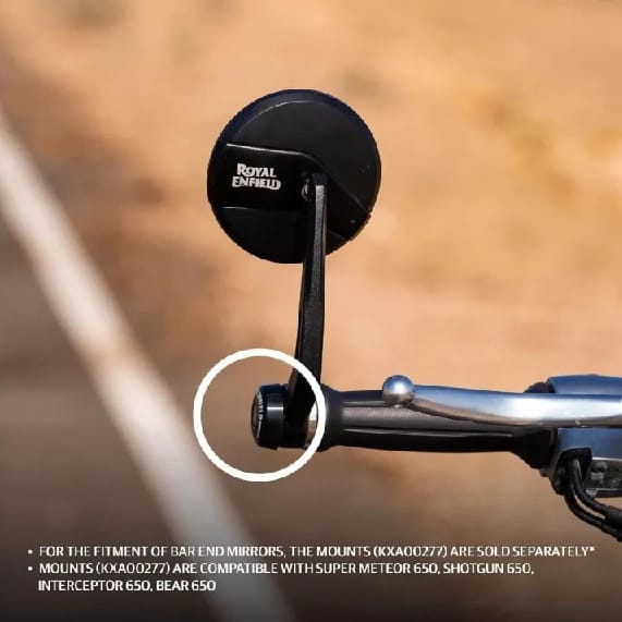 Bar End Mirror For Continental Gt, Interceptor 650, Classic Reborn from Sep 2021 Onward Models, Meteor 350, Hunter 350, Guerrilla 450. - image 3