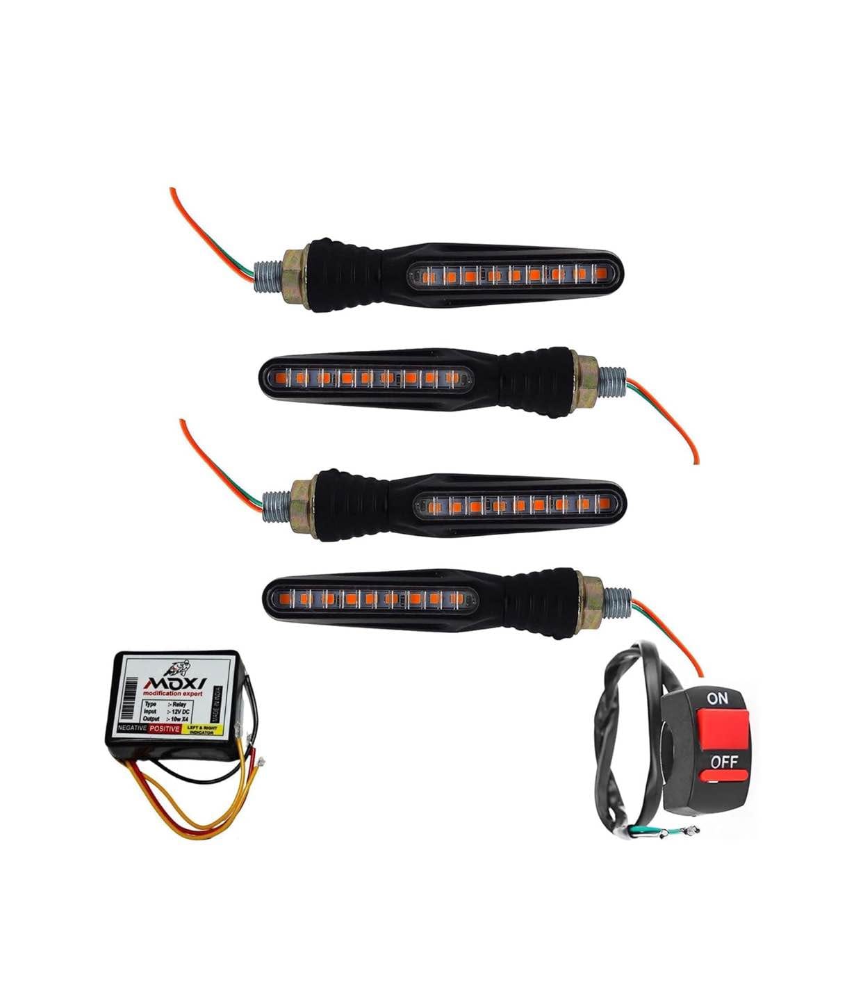 Bike Indicator Light Unbreakable Quality Rubber KTM Style Indicators SMD High Bright Universal for All Bikes Models Turn Signal Lights Motorcycle (Combo, Pack of 3 Items)