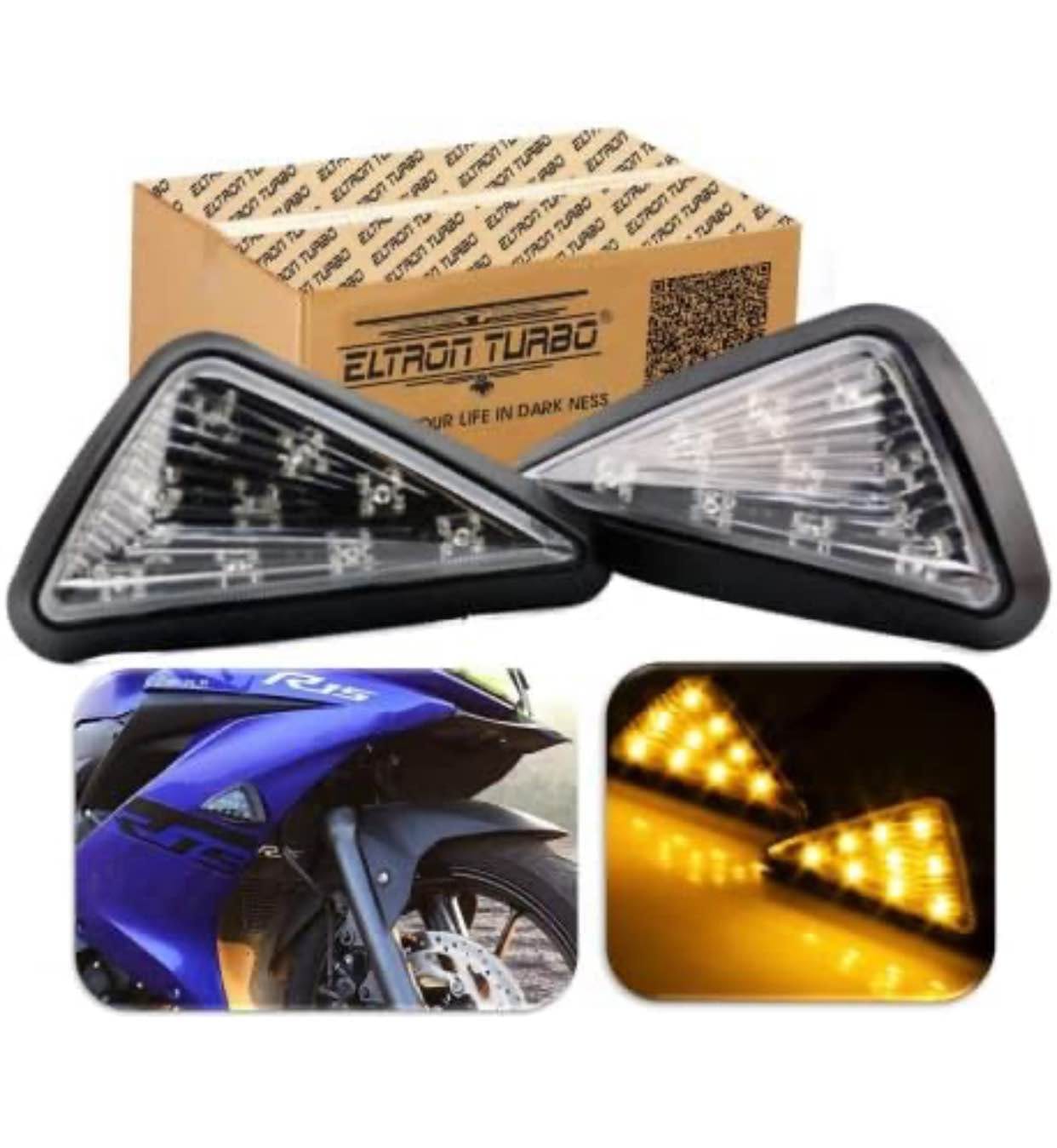 Super Quality Yellow Body Indicator Flush Mount Smoked 9 LED Turn Signal Light Bike Indicator Lights Motorcycle, 12V DC Motorcycle Indicators For CBR 150 250, YZF R15 V3 V2 (Pack Of 2, Amber) - image 1