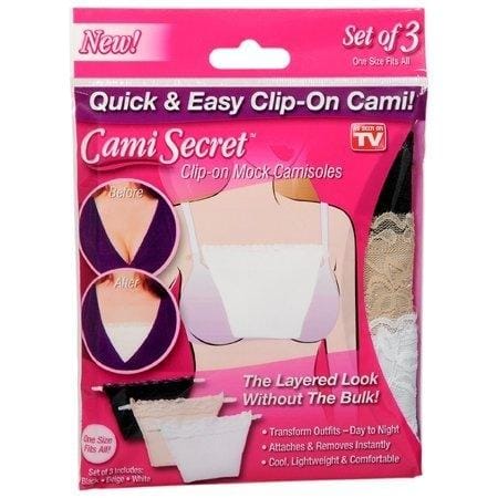 Cami Secret Set Of 3 Clip-On Camisole- Black/White/Beige - image 2
