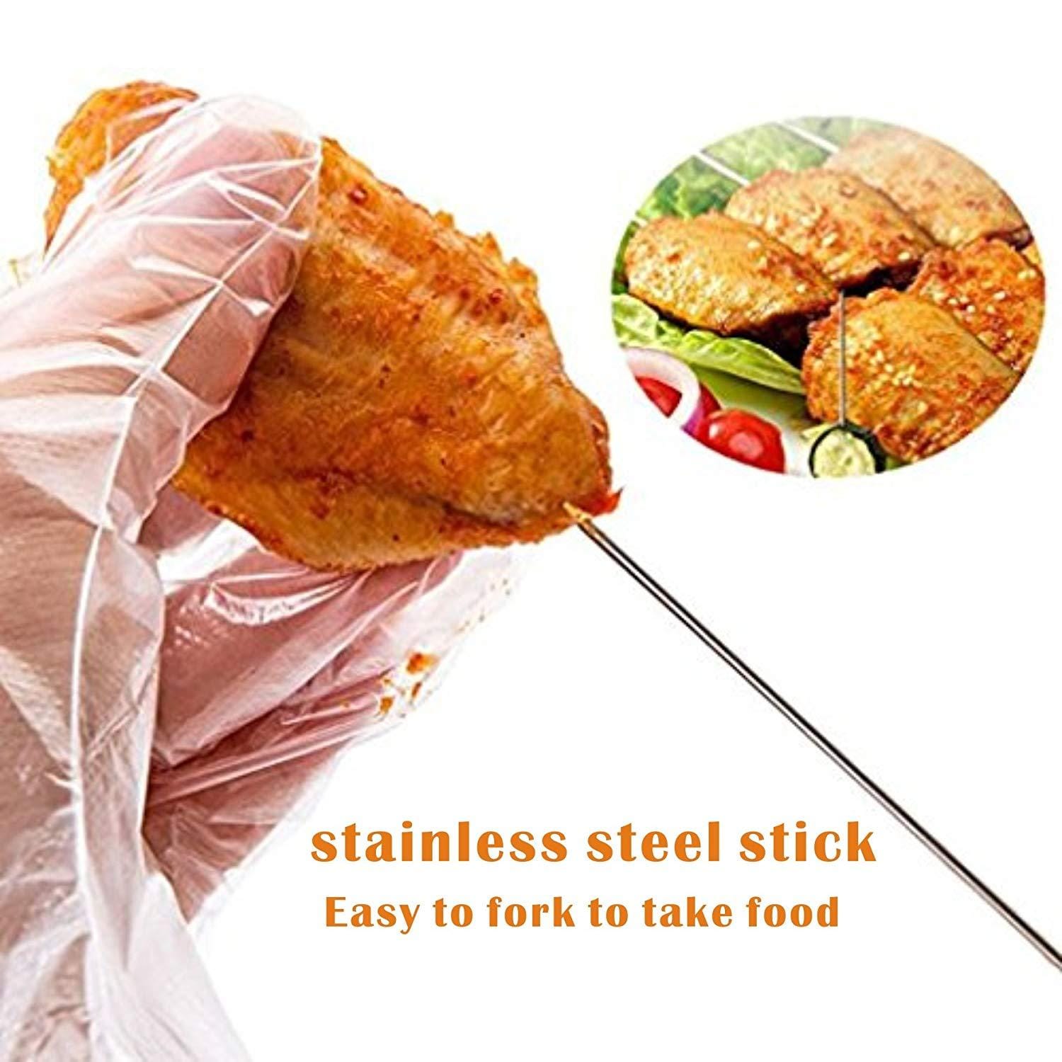 Meccion 10Pcs Premium Stainless Steel BBQ Skewers with Comfort Wood Handles for Outdoor Grilling - image 5