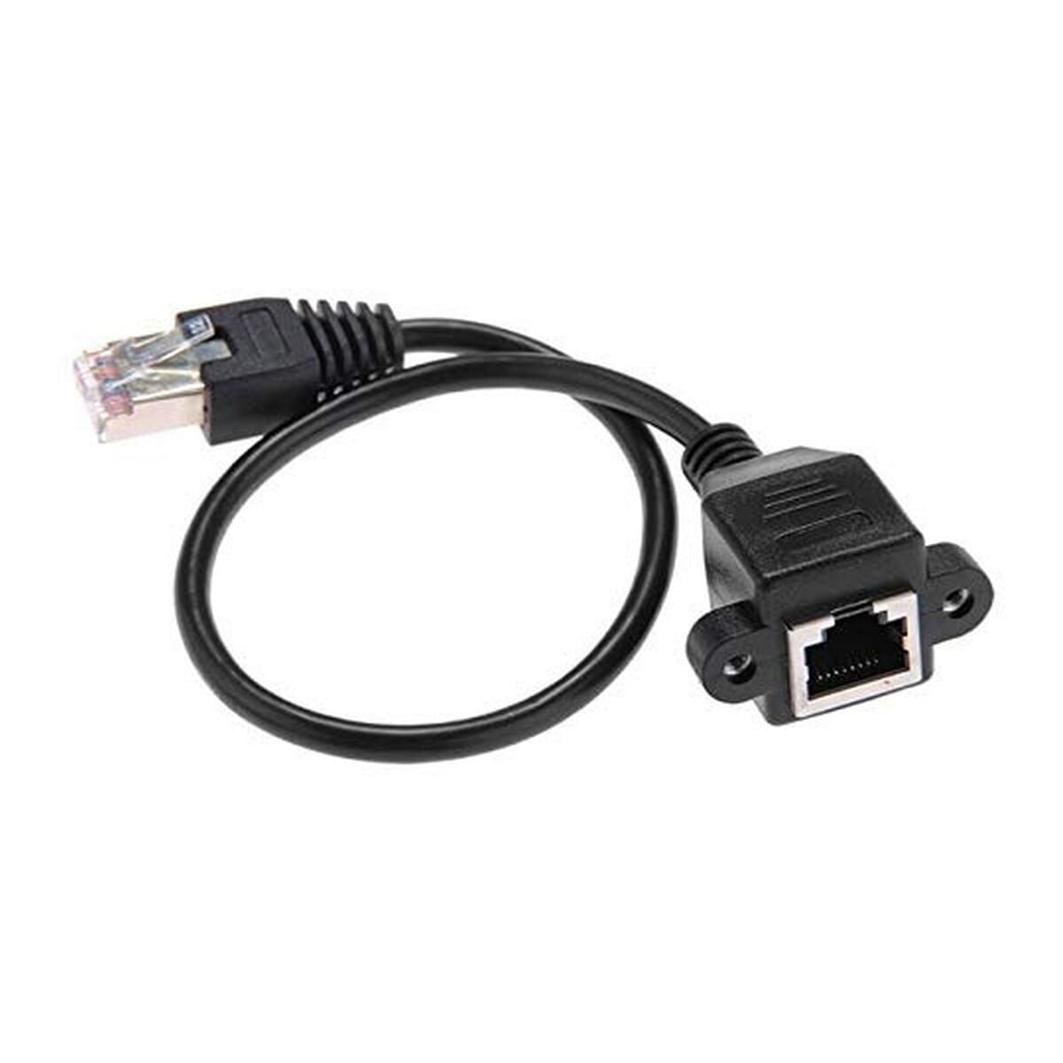 1FT RJ45 Male to Female Screw Panel Mount Ethernet LAN Network Extension Cable - image 1