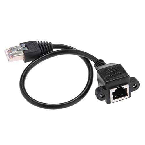 1FT RJ45 Male to Female Screw Panel Mount Ethernet LAN Network Extension Cable - image 1