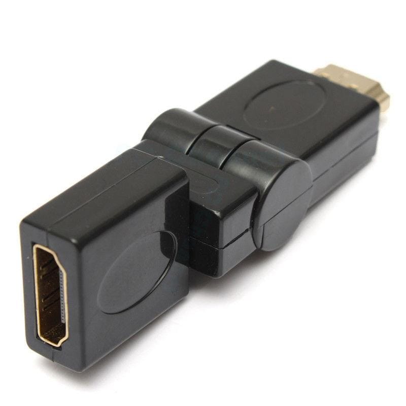 360 Degree Rotation Swivel Hdmi Male To Hdmi Female Adjustable Adapter Mf- Black - image 1