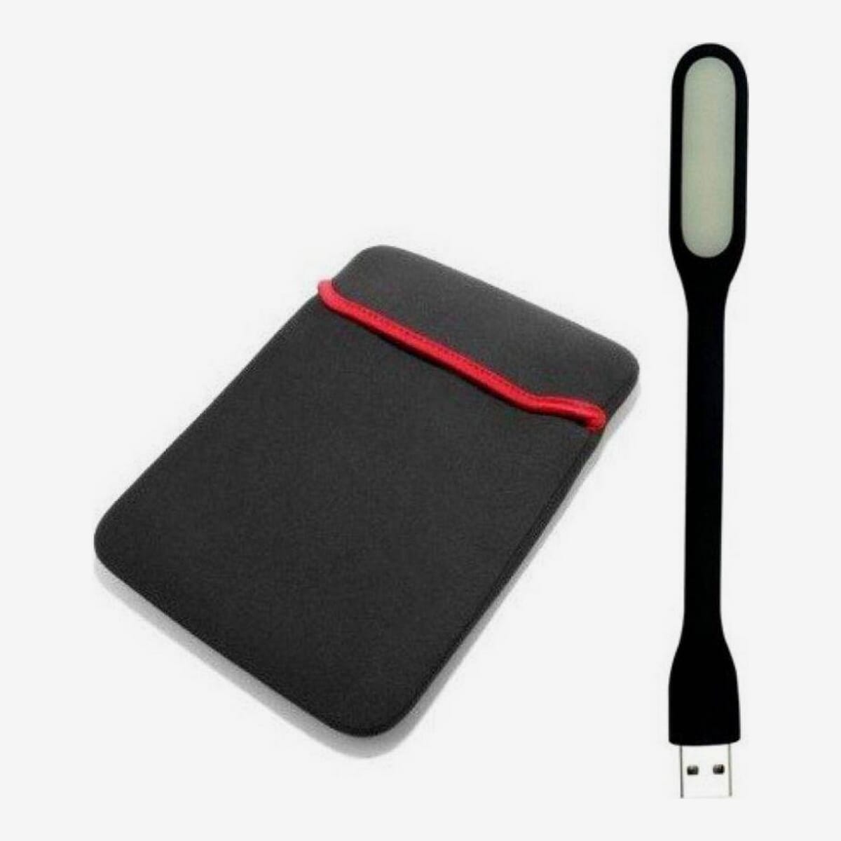 New Durable Polyurethane Laptop Sleeve 15.6 Inch with USB LED Light Combo Set - Black - image 1