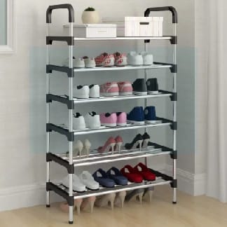 6 Layers Stainless Steel Shoe Rack With 12mm Pipe Organizer Shelf Size 57cm X 30cm X 120cm - Shoes Rack - image 1