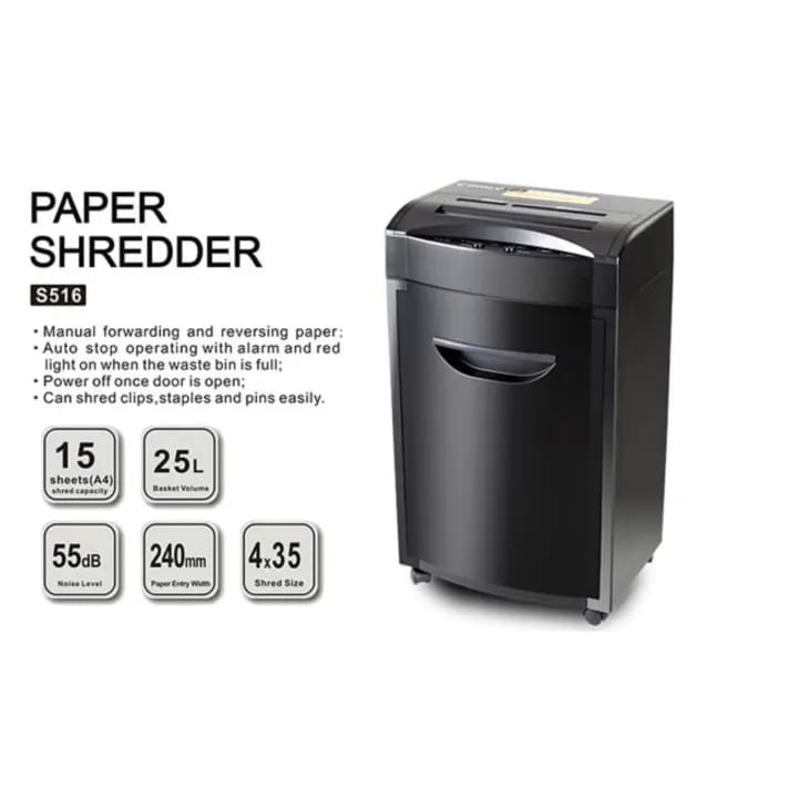Comix S516 Paper Shredder 25L, 15 Sheets Shredder Machine - image 2