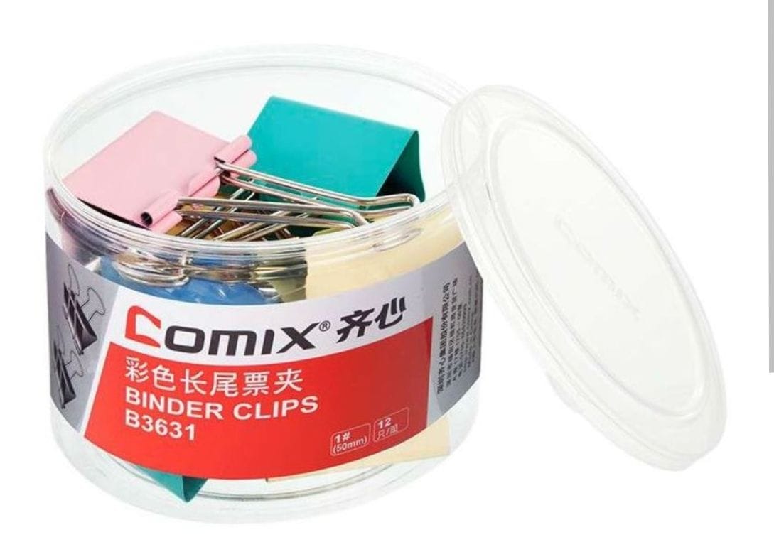 Binder Clips Colour 50 Mm Comix 12 Pcs In A Box