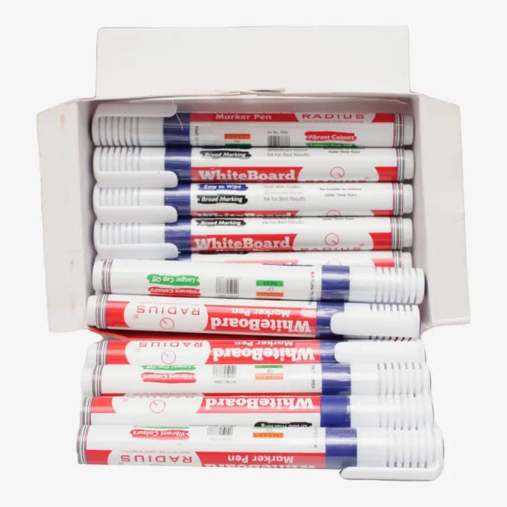 Multicolor Color Radius Whiteboard Marker Pen (Green Ink) Pack Of 12