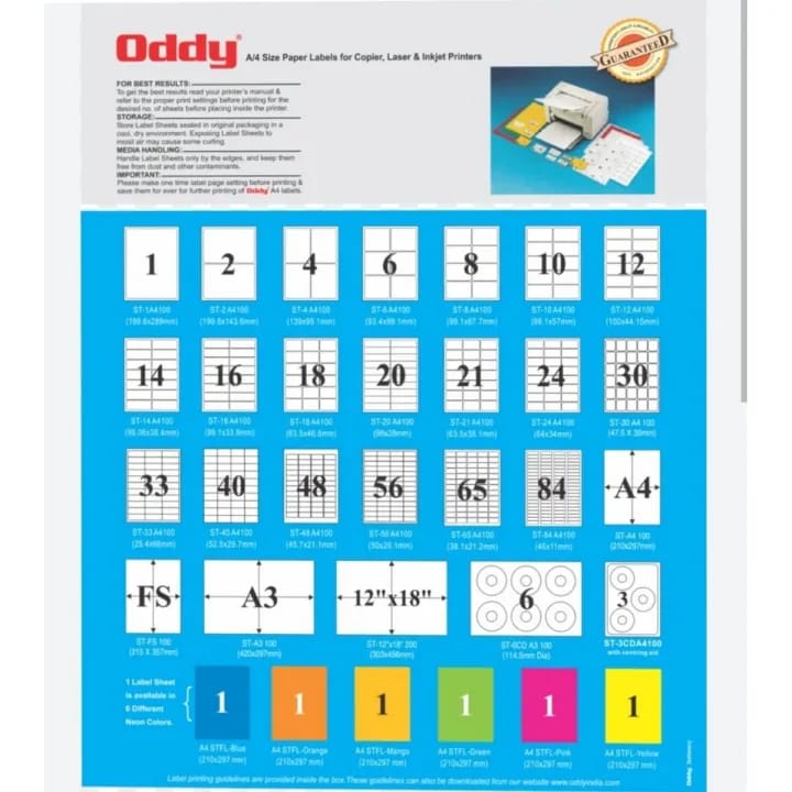 Oddy Stickers A4 Size Single Pkt