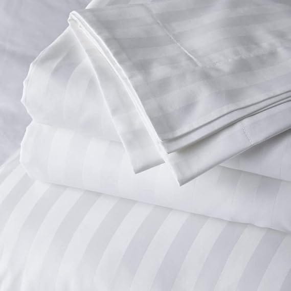 Bedsheet 100% Microfiber Double Brushed Sheet Set - Extra-Soft & Wrinkle-Free Ideal for Home, Dorms, Hospitals - 3 PC Set (Silver Stripe) Size 230X250 CM - image 2
