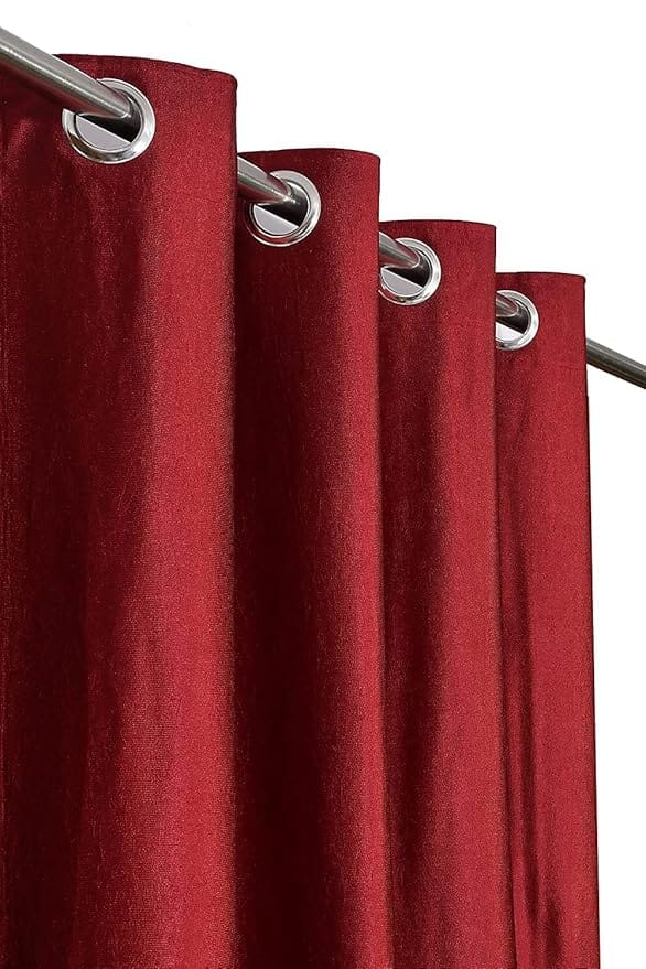 Window Curtain 5*7 Feet 10 Rings Plain Curtain Parda For Both Window And Door 1 Piece Parda Plain Maroon Color - image 2