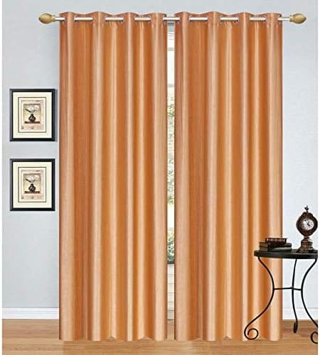 Window Curtain 5*7 Feet 10 Rings Plain Curtain Parda For Both Window And Door 1 Piece Parda Plain Golden Color - image 1