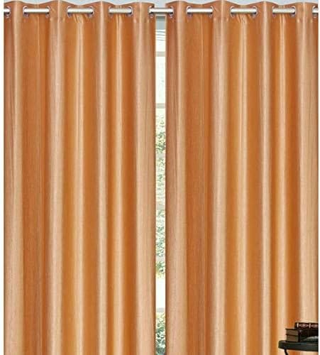Window Curtain 5*7 Feet 10 Rings Plain Curtain Parda For Both Window And Door 1 Piece Parda Plain Golden Color - image 4