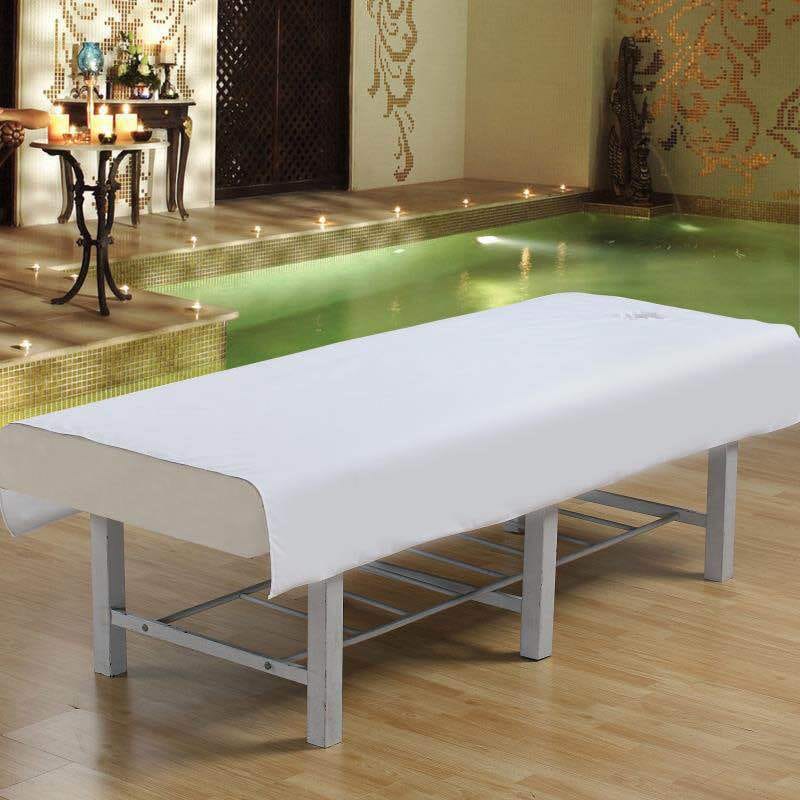 White Stripe Spa Bedsheet Comfortable Cotton Mix Parlour Bedsheet Size 45*90 Inch 115*230 CM No Hole - image 4